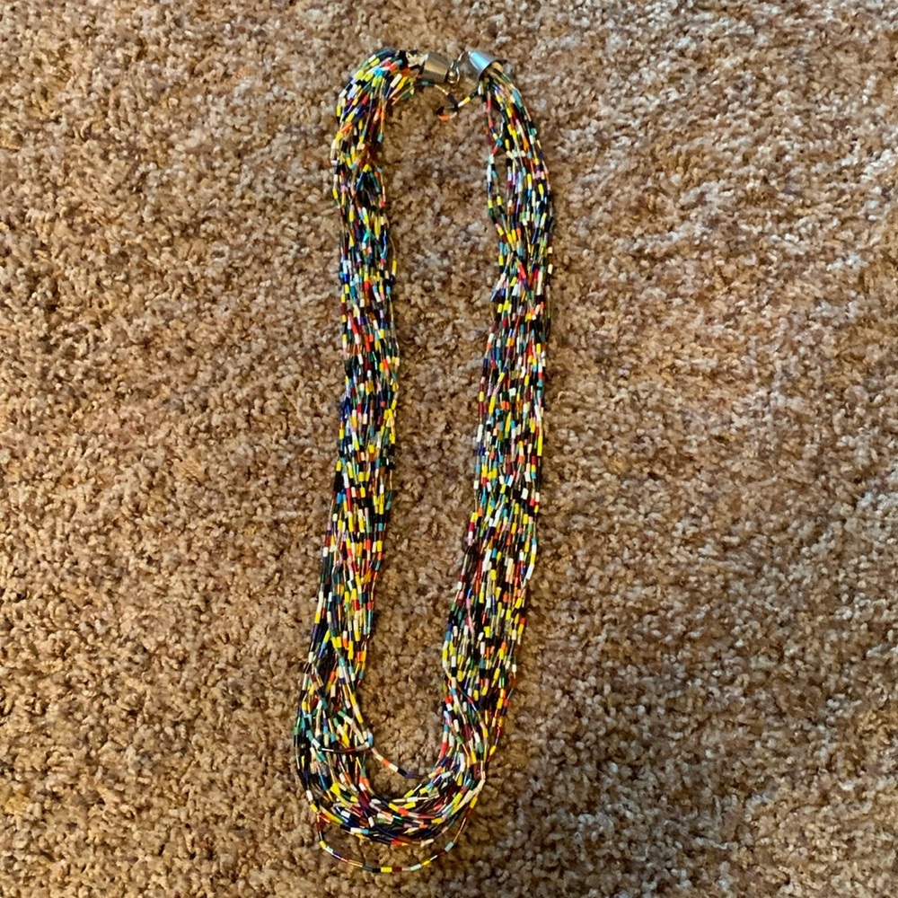 Vintage multicolor beaded necklace. Multiple strands. Long necklace! Sparkles!